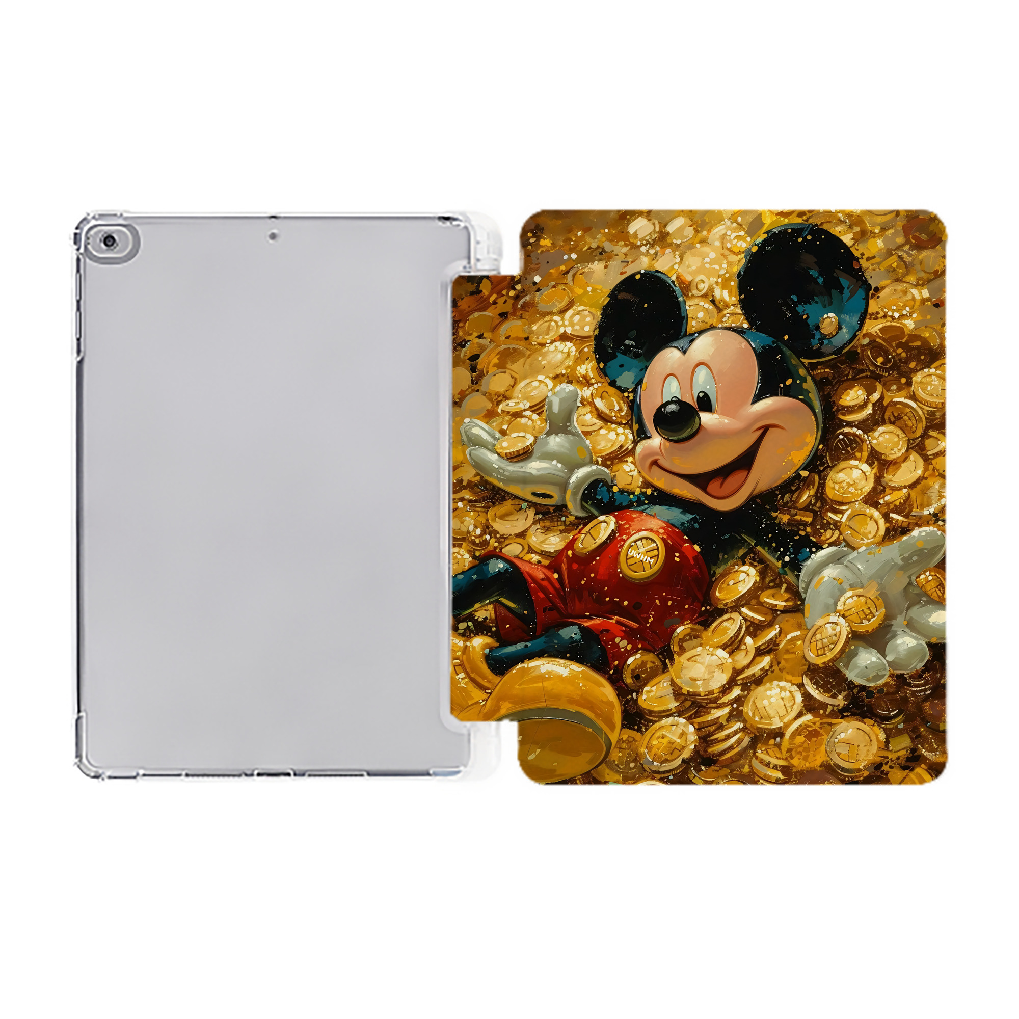 （画像用） ミッキーマウス Mickey Mouse IPad ケース ペン収納付き 三つ折りスタンド PUレザー×シリコン 対応機種9.5/10.5/10.9インチ